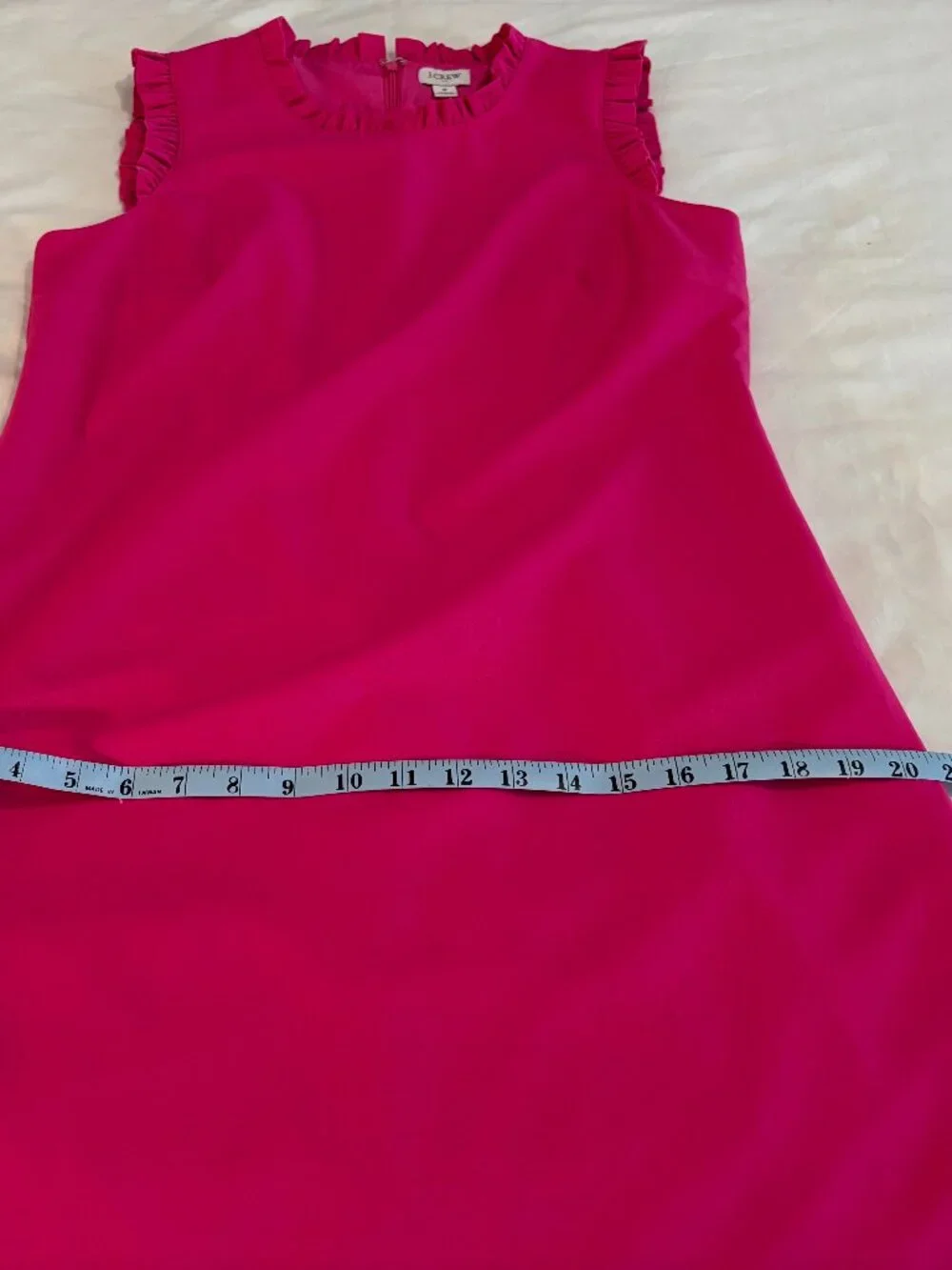 J. Crew Fuchsia Pink Ruffle Trim Sleeveless A-Line Dress Classic Career Sz 8